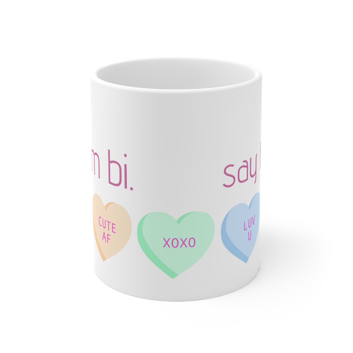 "i'm bi. say hi." coffee mug, 11 oz/15 oz