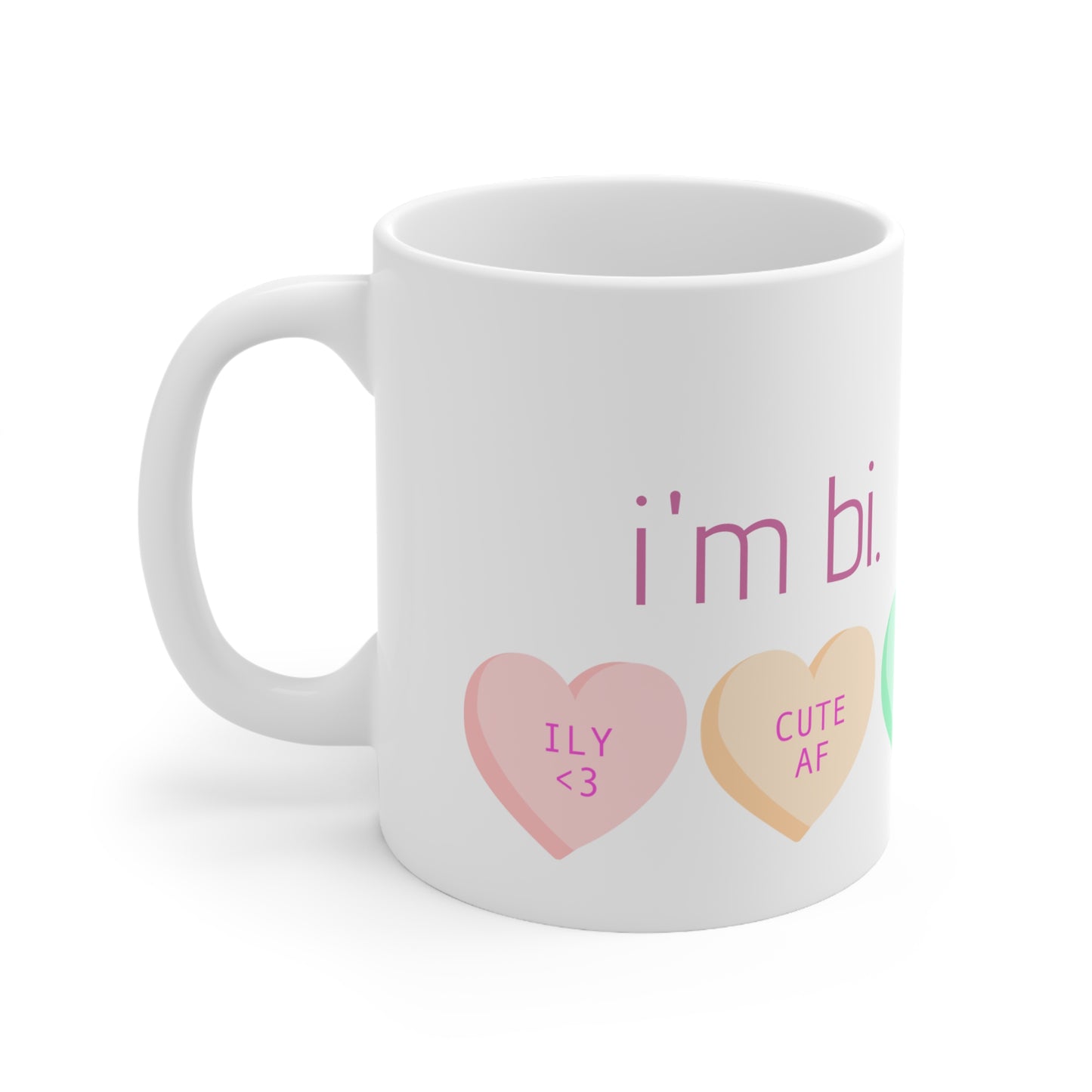 "i'm bi. say hi." coffee mug, 11 oz/15 oz