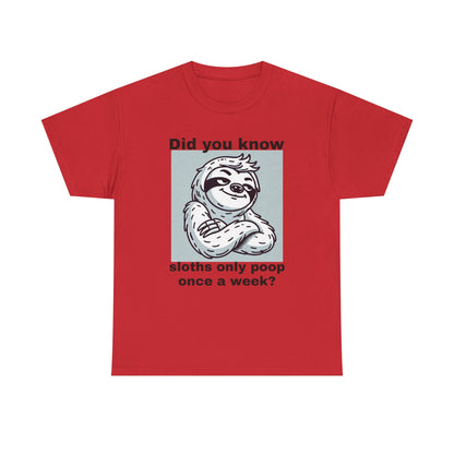 Funny Sloth Fact Unisex Cotton Tee (XS-5XL)